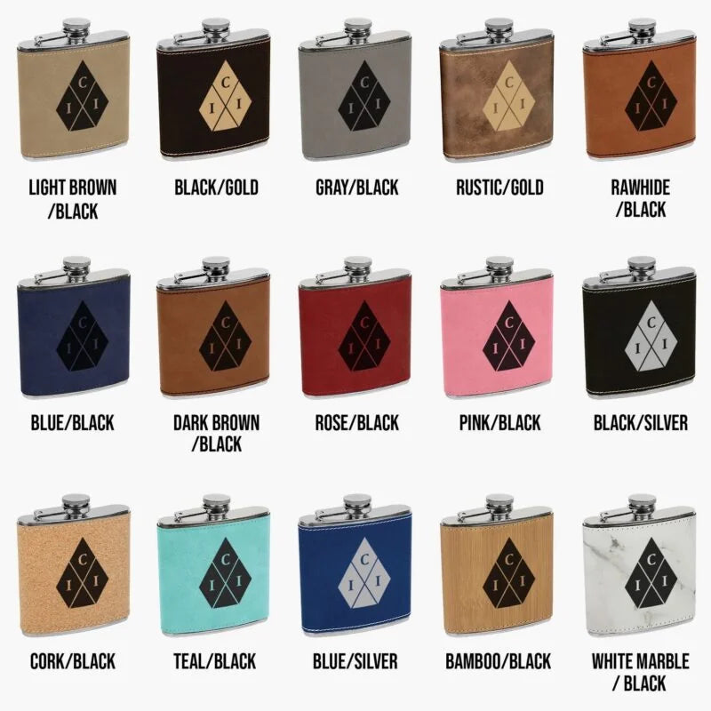 Customizable Leatherette & Cork Flask Gift Set