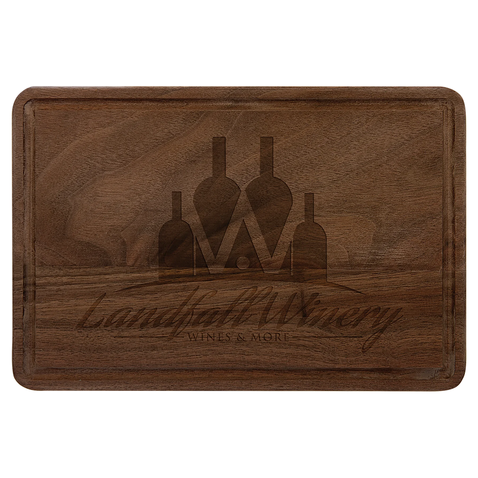 Laser Engravable Walnut Cutting Board with Drip Ring